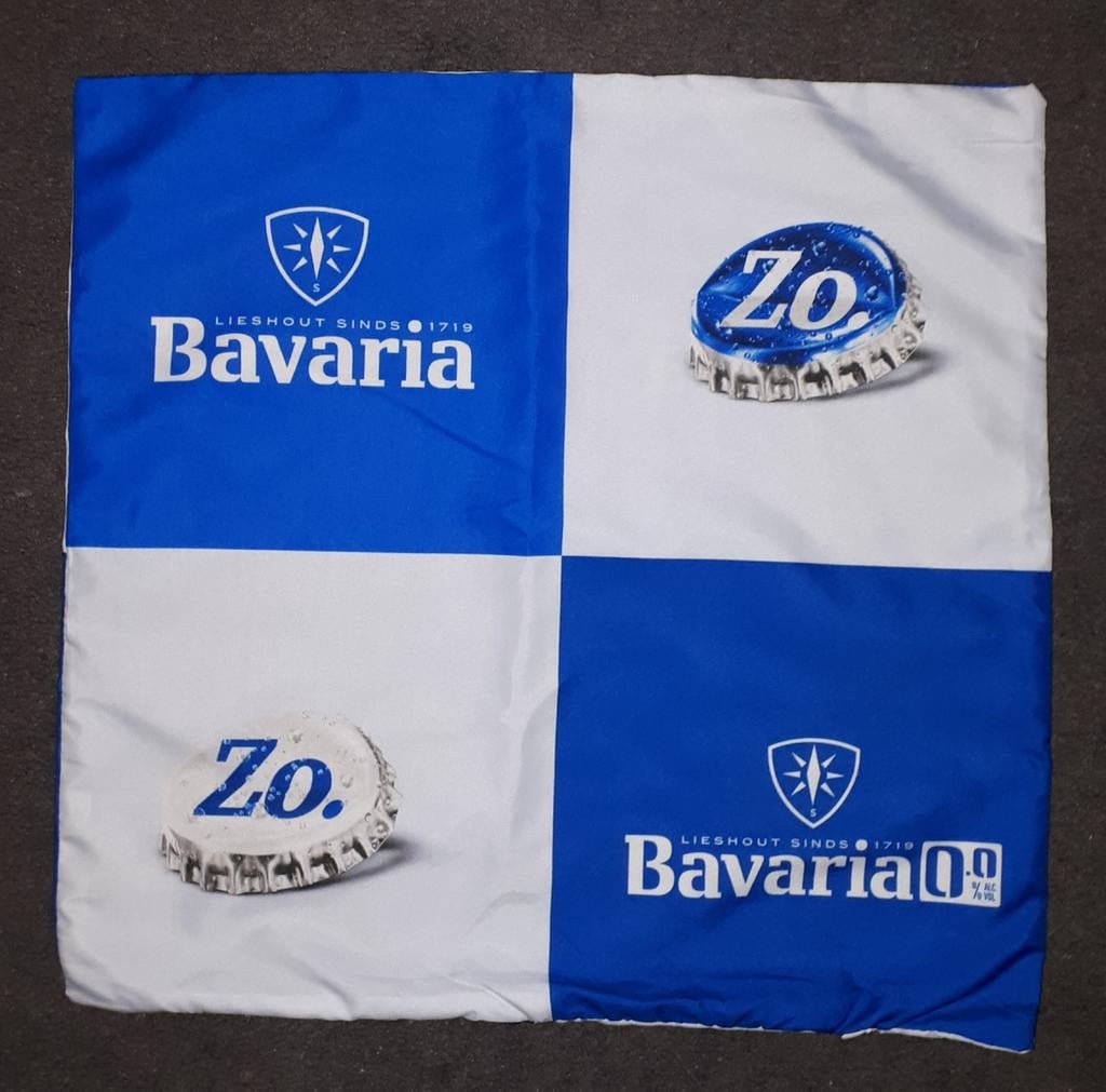 Bavaria 45x45 cm Dubbelzijdig Kussenhoes, Verzamelen, Biermerken, Ophalen of Verzenden, Nieuw, Reclamebord, Plaat of Schild, Bavaria