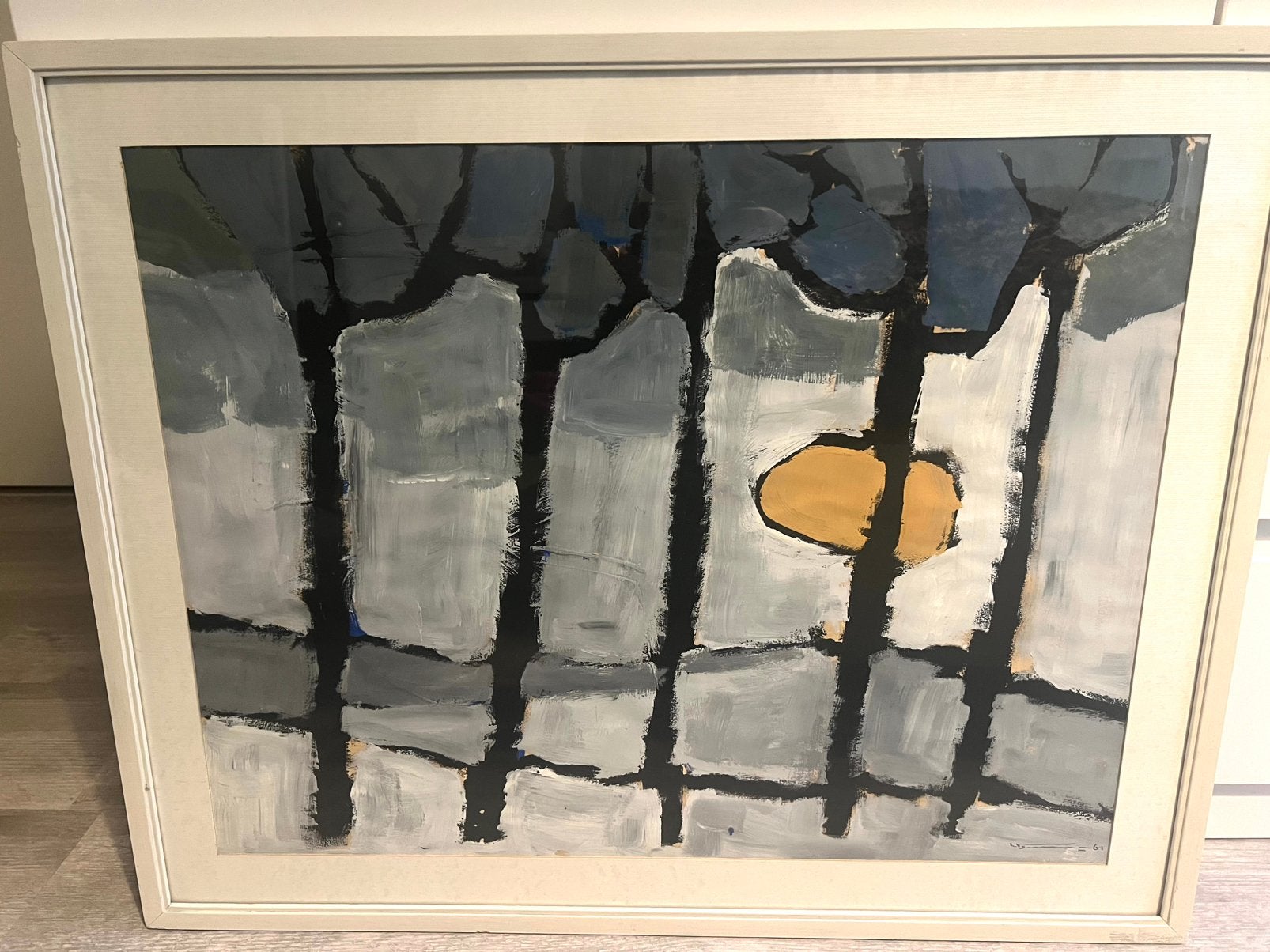 Libbe Venema gouache acryl schilderij landschap 1961, Ophalen of Verzenden