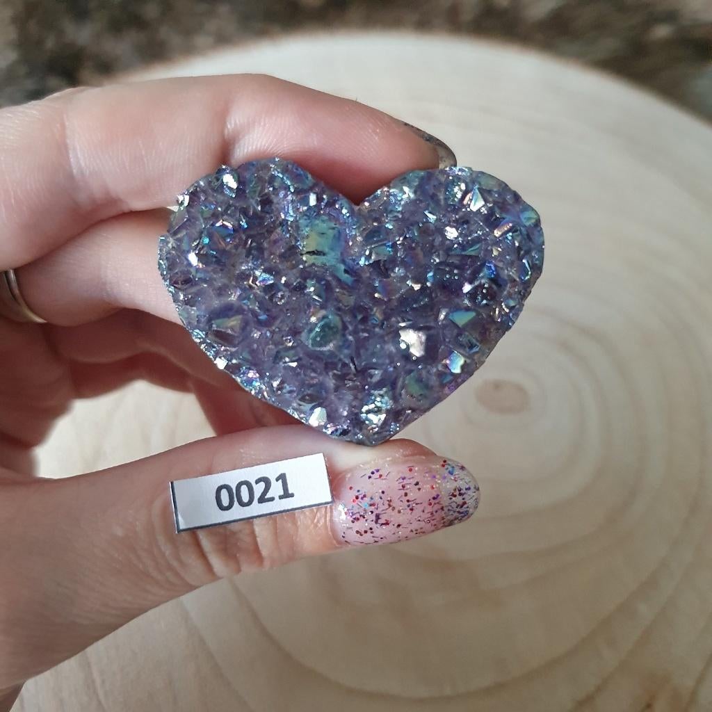Edelsteen, Amethist hart ruw NR21, cadeau, verzamelen