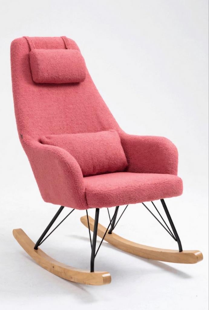 Aemely Schommelstoel Papa - Roze teddy stof - Nieuw, Ophalen, Modern, Comfortabel, Overige kleuren, Nieuw