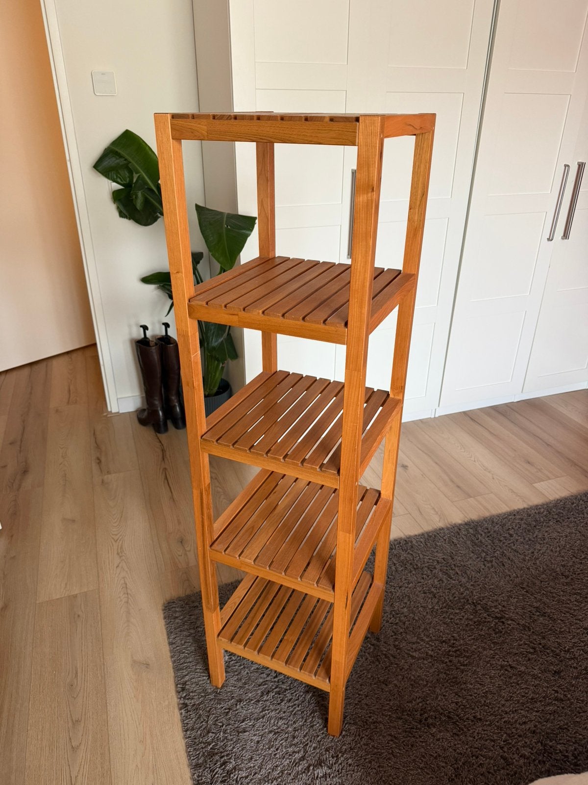 IKEA badkamerrek / badkamermeubel – bamboe hout – 4 planken, Ophalen, (Half)hoge kast, Minder dan 50 cm, Zo goed als nieuw