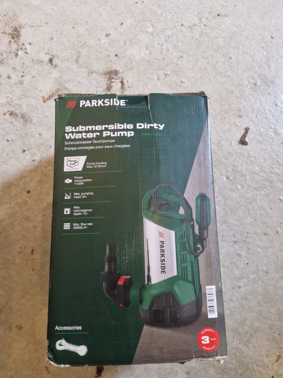 Parkside Dompelpomp Vuilwater PTP5 1100 B2 - Nieuw, Tuin en Terras, Ophalen of Verzenden, Nieuw, Elektrisch, Dompelpomp