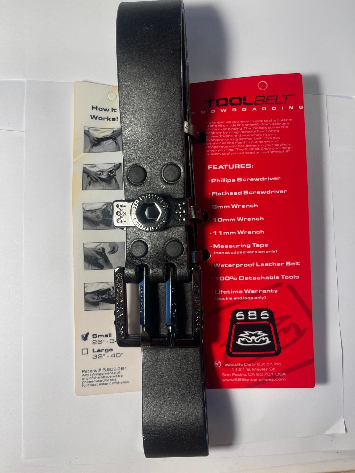 686 Full Grain Leren Toolbelt Snowboard Riem met Gereedschap, Verzenden, Nieuw