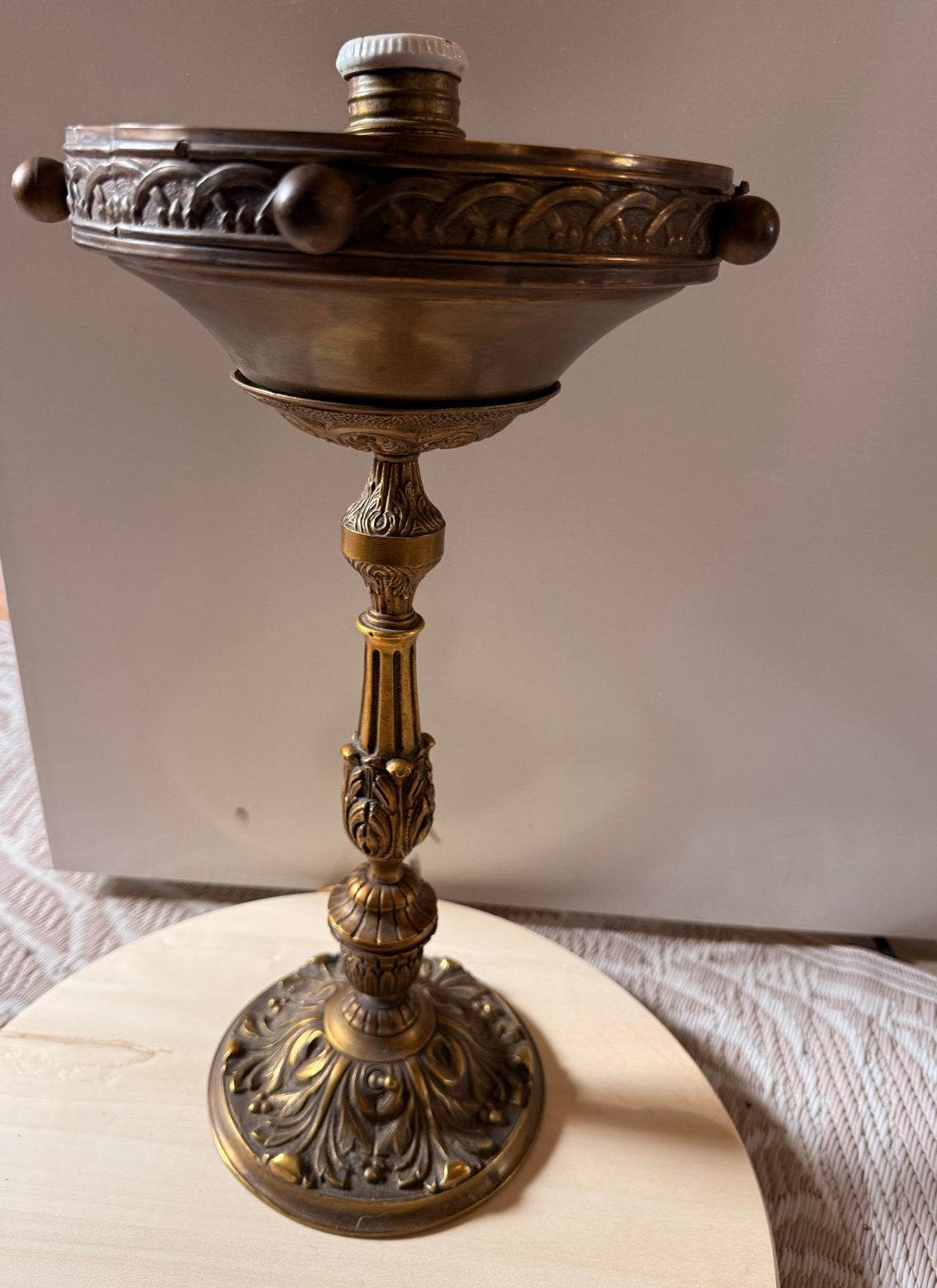 Antieke bronzen lampvoet, gedetailleerd en decoratief, Ophalen of Verzenden