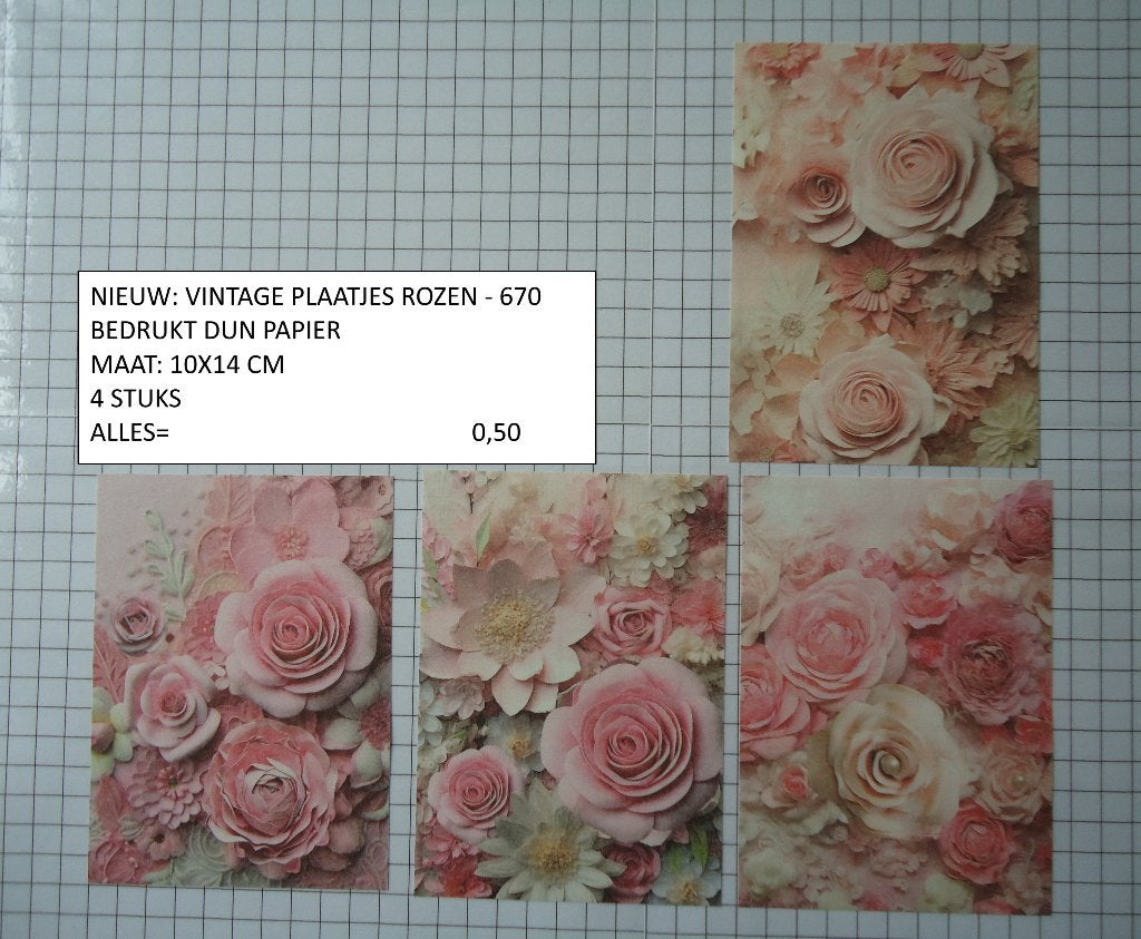 ⚠️nu 0,20: vintage plaatjes rozen 670 ( alleen verzenden, Hobby en Vrije tijd, Scrapbooking, Ophalen, Nieuw, Papier of Karton