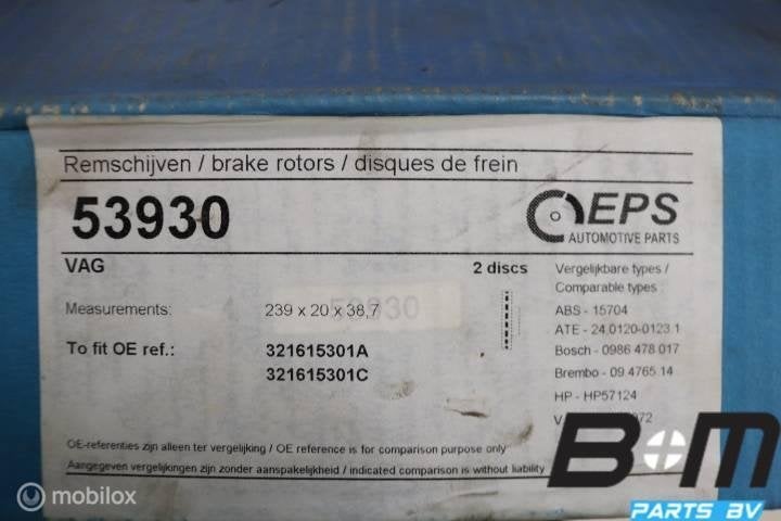Set remschijven voorzijde VW Golf 1 GTI 321615301C, Gebruikt