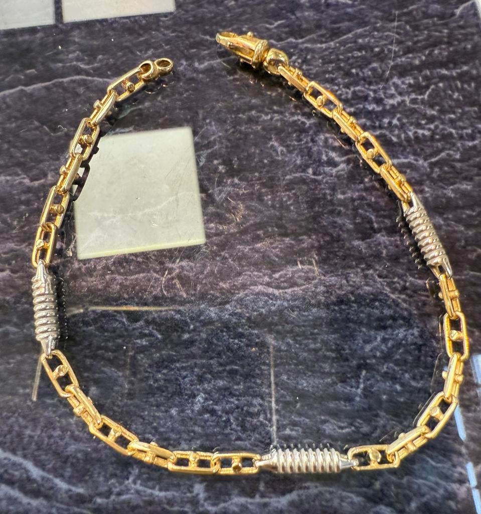 Prachtige 14k gouden massieve monte Carlo armband | ITALY, Ophalen of Verzenden, Nieuw, Goud