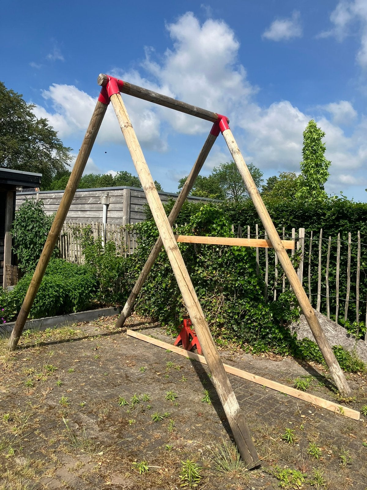 Robuuste houten schommel, Ophalen, Zo goed als nieuw, Schommel