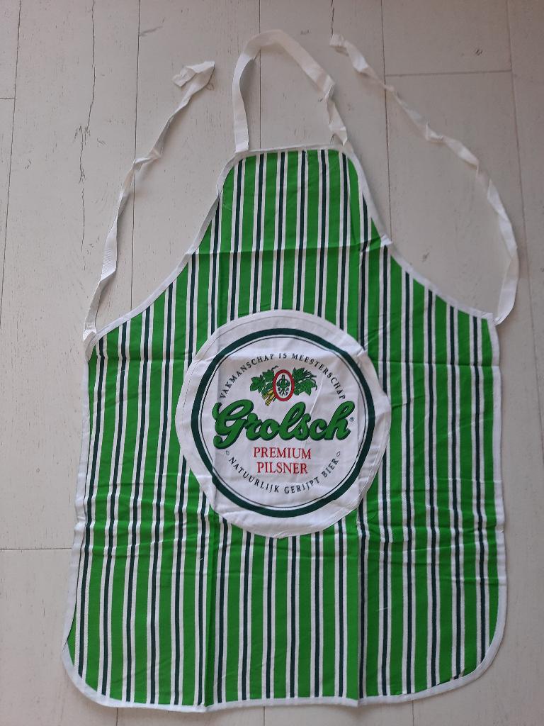 Te koop: Grolsch keukenschort, cadeau geslaagd, vaderdag,BBQ, Ophalen of Verzenden, Zo goed als nieuw, Overige typen, Grolsch