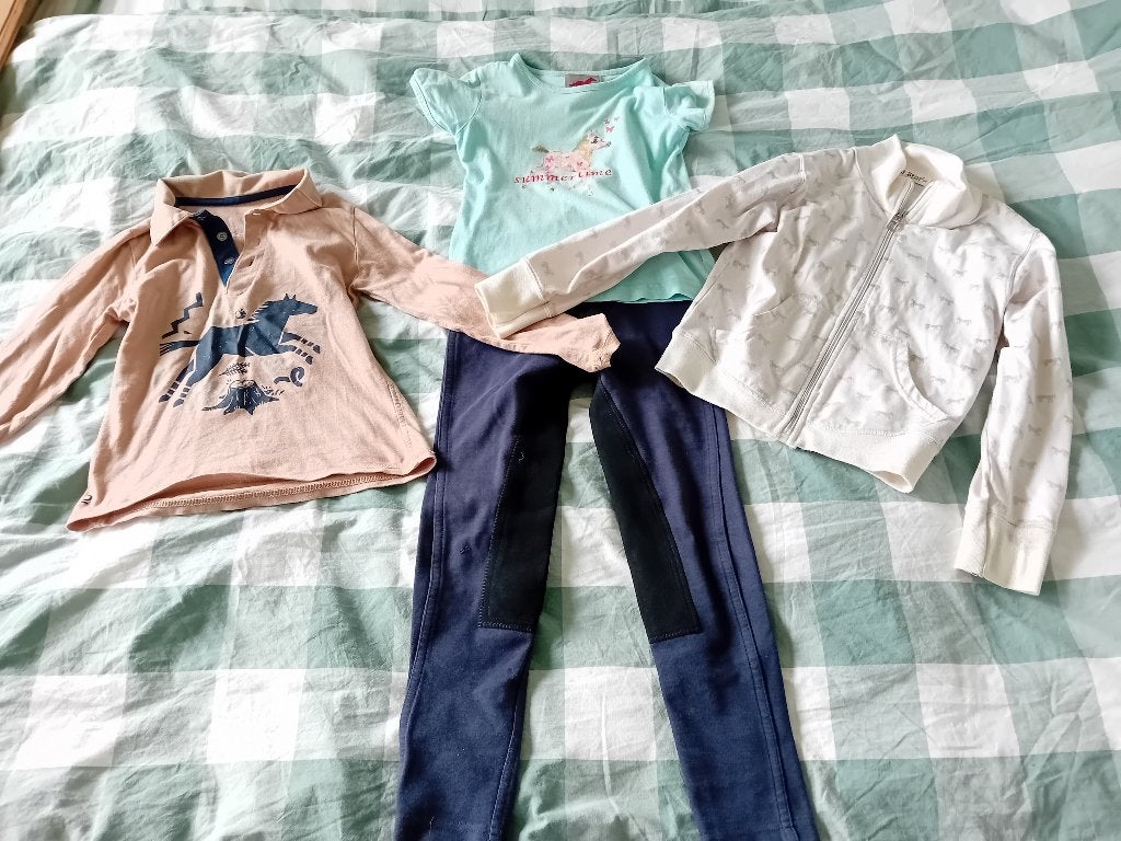 paardrijkleding paardrij setje 6-7 jaar rijbroek shirtjes, Dieren en Toebehoren, Paardrijkleding, Gebruikt, Kinderen, Fouganza