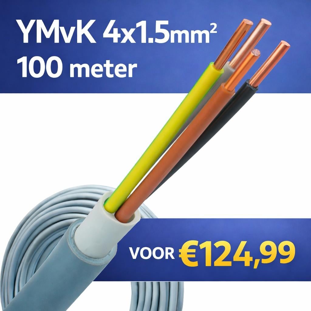 YMvK 4x1.5mm² Dca (100m), Doe-het-zelf en Verbouw, Elektra en Kabels, Ophalen of Verzenden, Nieuw, Kabel of Snoer