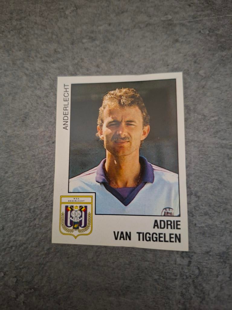 Panini sticker Voetbal 89. Adrie van Tiggelen Anderlecht., Ophalen of Verzenden, Zo goed als nieuw, Sticker