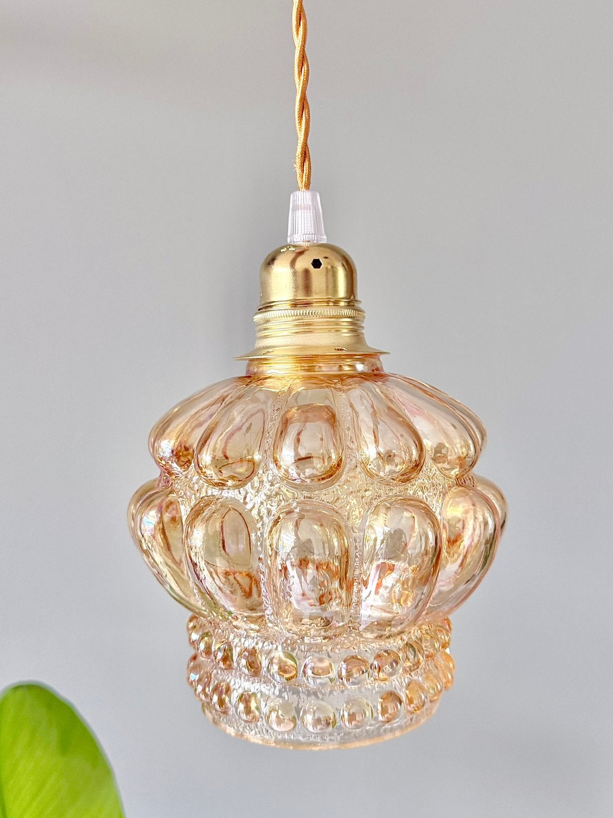 Vintage glazen lampenkap hanglamp lamp, Ophalen of Verzenden, Gebruikt, Glas