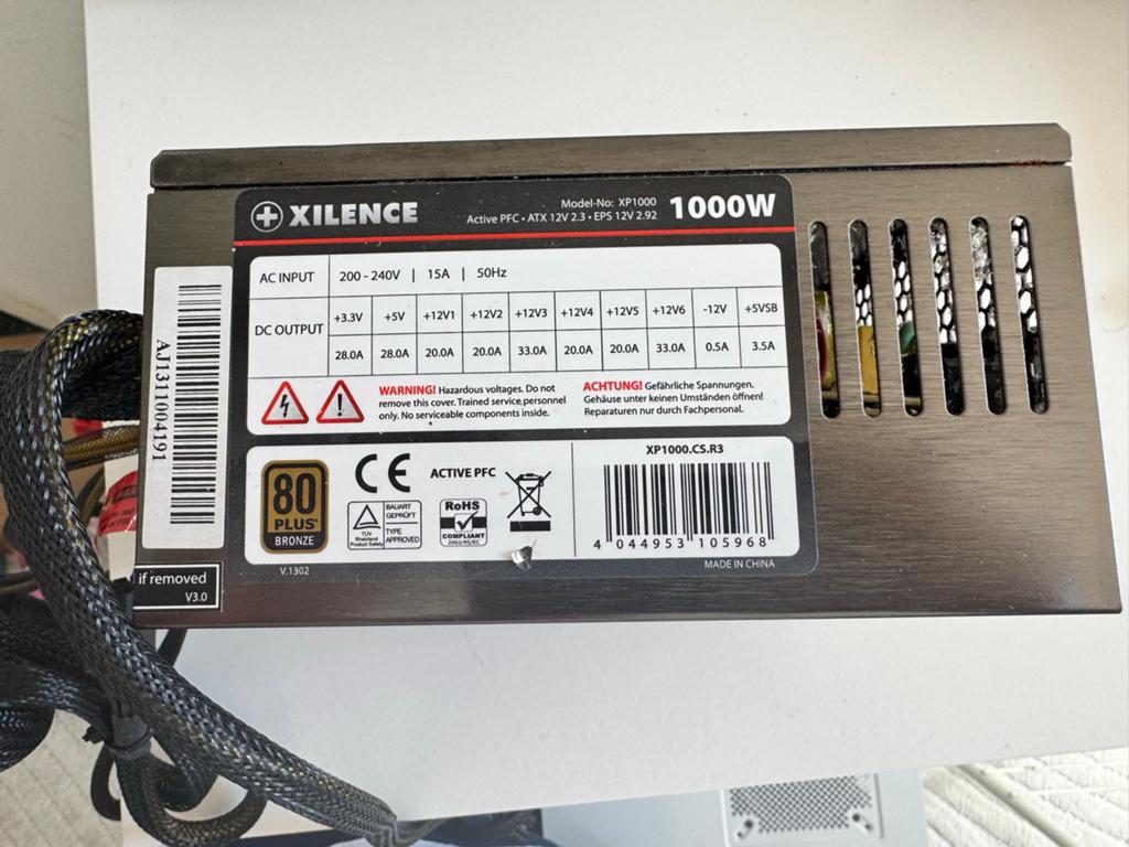 Xilence PC voeding 1000 Watt - Perfect werkend, Computers en Software, Interne voedingen, Ophalen of Verzenden, Zo goed als nieuw