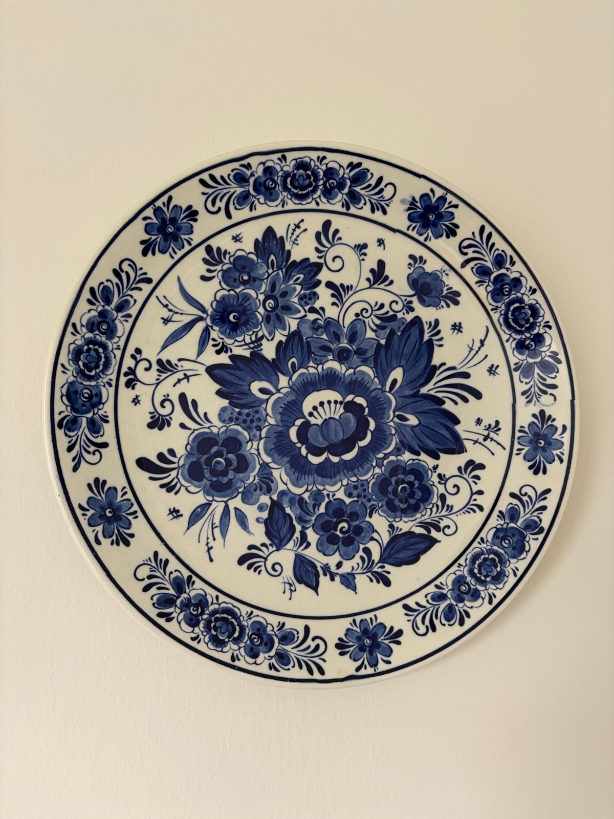 Delfts Blauw Wandbord Bloemmotief, Ophalen of Verzenden
