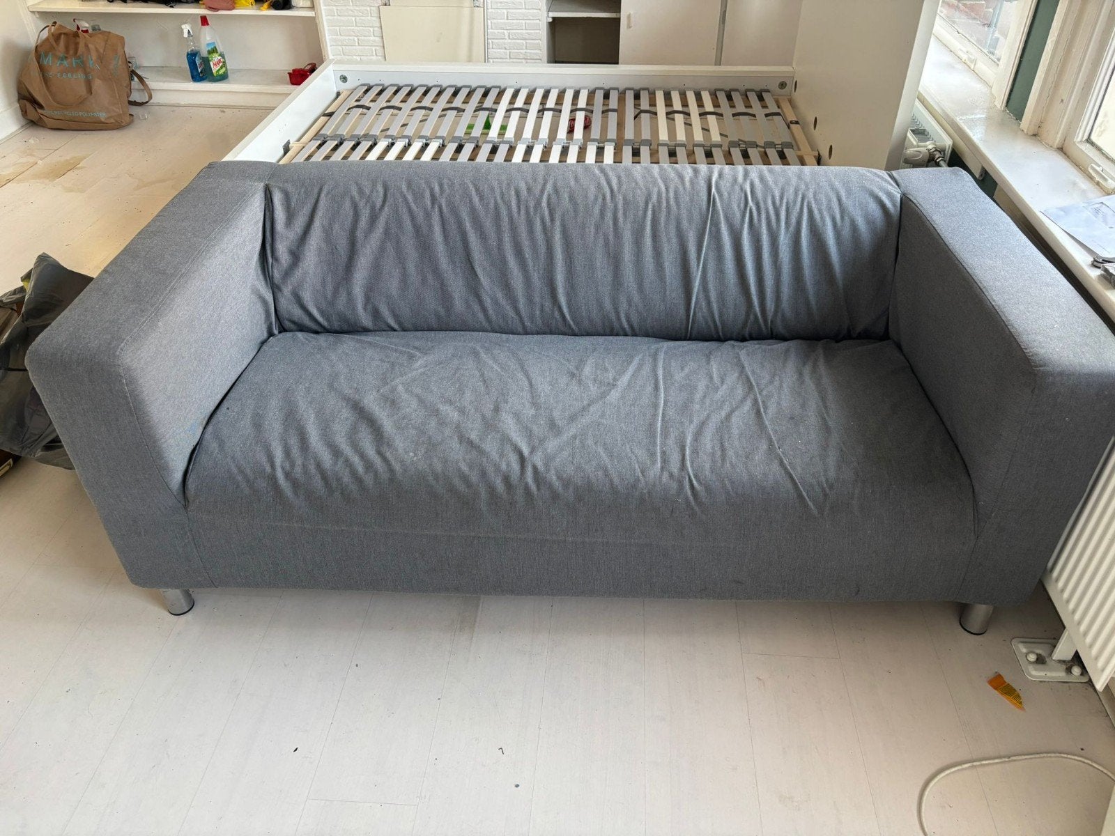 Ikea Klippan 2-zitsbank - Donkergrijs, afneembare hoes, Ophalen, Gebruikt, 150 tot 200 cm, Tweepersoons