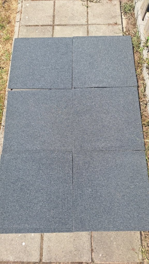 79 tapijttegels 50x50 cm antraciet/grijs + passtukken, Ophalen, Projecttapijt / projecttapijttegel, Zo goed als nieuw, Tapijttegels