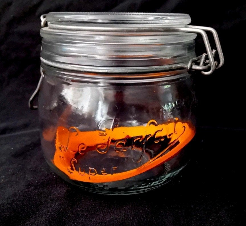 Vintage VMC Reims Le Parfait glazen pot 0,5L, Ophalen of Verzenden