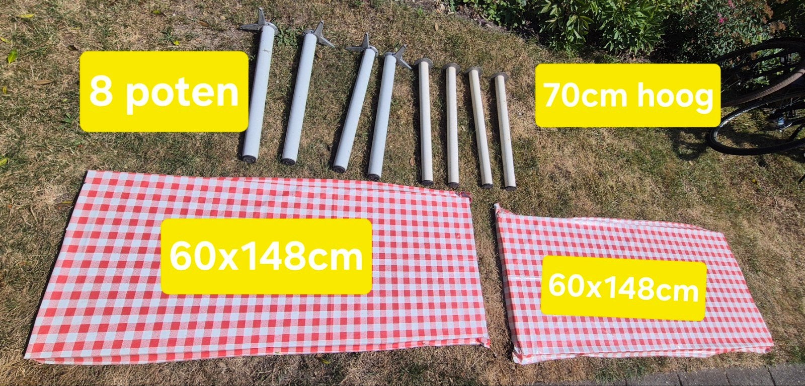 partytafel onbehandeld met poten, Ophalen, Rechthoekig, Hout