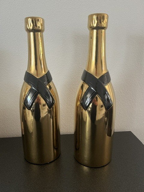Luxury decoratie Champagne fles vaas Goud 2e kansje Nieuw!, 39 cm, Nieuw, Ophalen of Verzenden, Geschikt voor droogbloemen