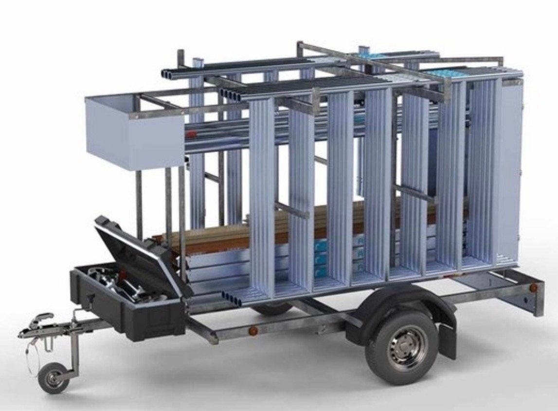 Euroscaffold rolsteiger 10,2 meter op aanhangwagen te huur, Ophalen, Zo goed als nieuw, Rolsteiger of Kamersteiger, 5 meter of hoger