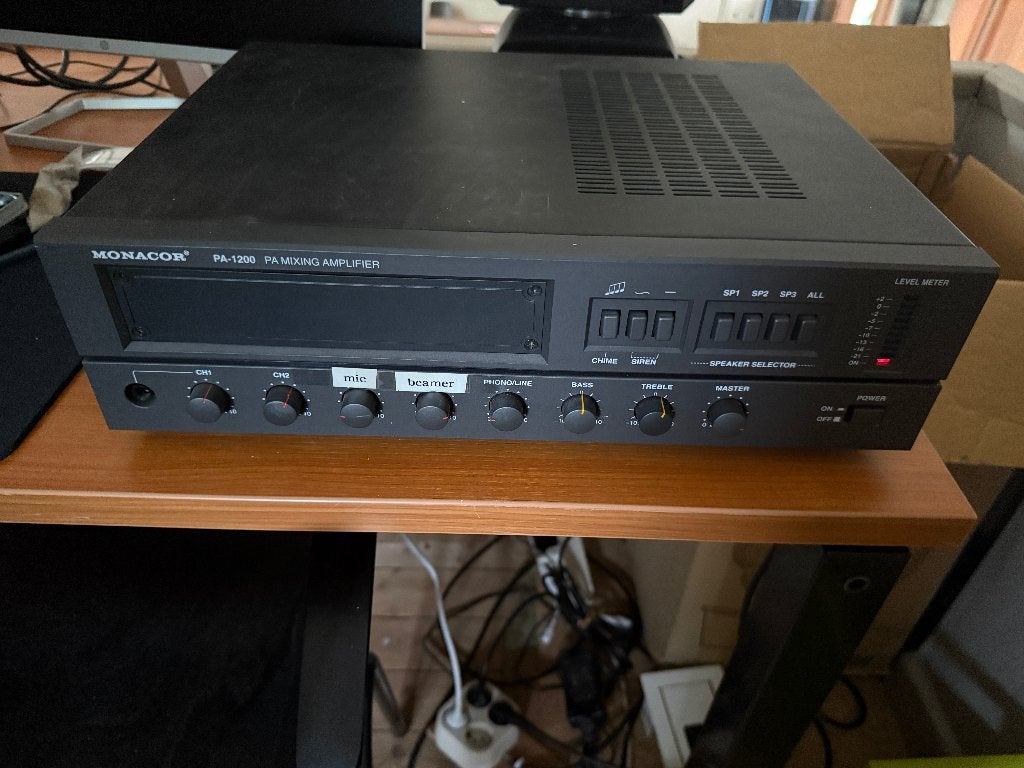Monacor PA 1200 70/100v versterker, Audio, Tv en Foto, Versterkers en Receivers, Zo goed als nieuw, Overige systemen, 120 watt of meer