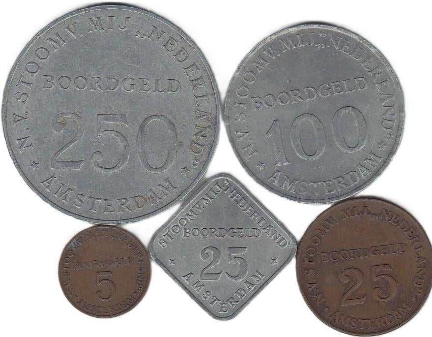 BOORDGELD AMSTERDAM N.V. STOOMVAART MIJ . NEDERLAND, Postzegels en Munten, Penningen en Medailles, Ophalen of Verzenden, Overige materialen