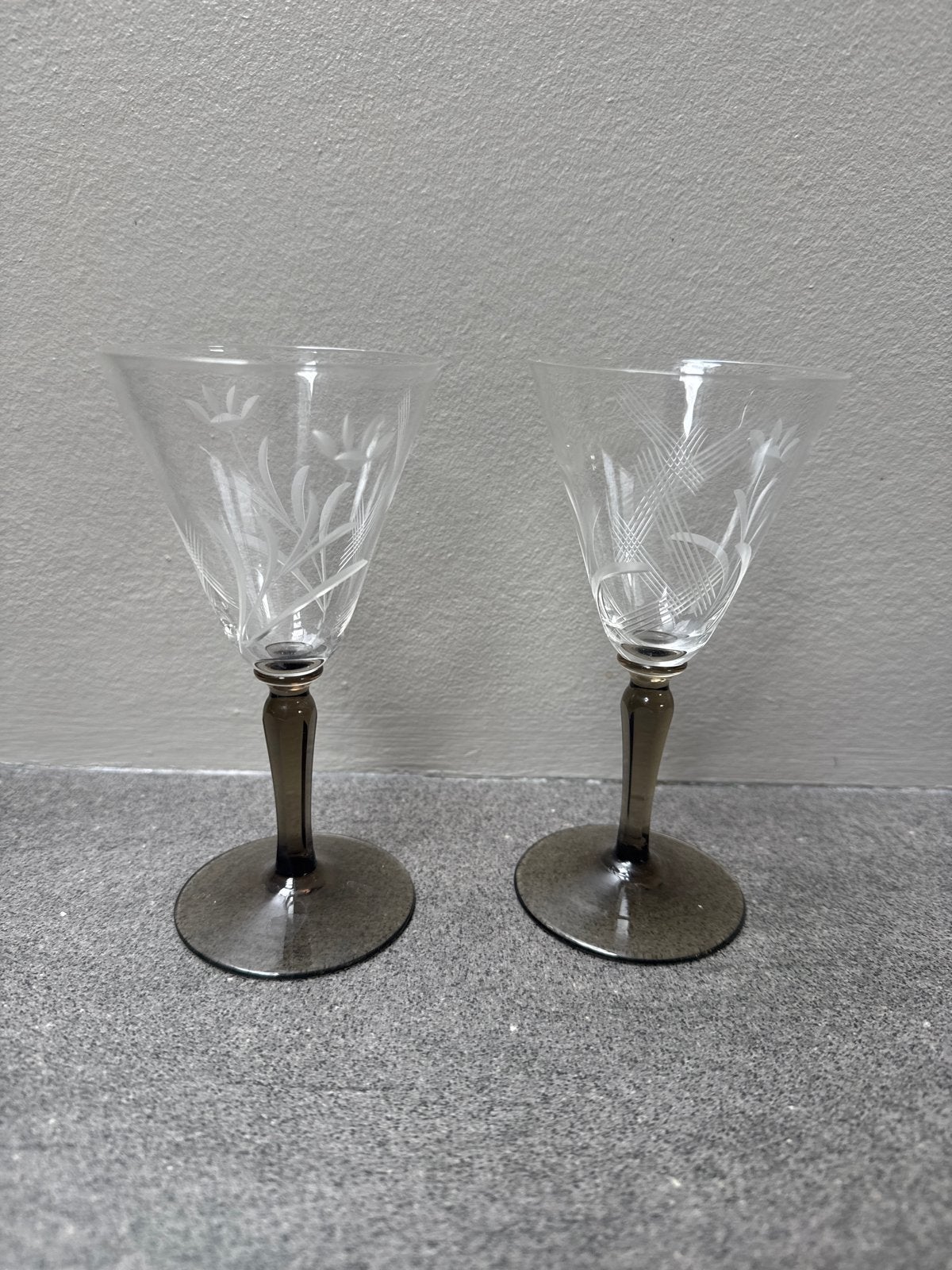Vintage glaasjes met gravure holmegaard, Ophalen of Verzenden