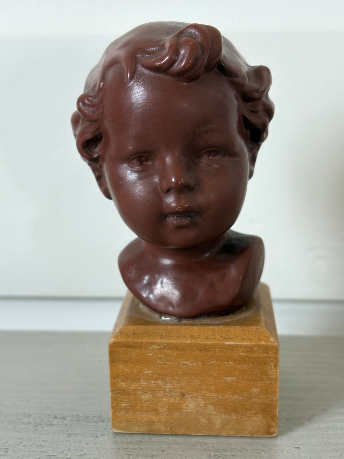 Mooi beeld kinderhoofd - Buste van een kind, Hout, Ophalen of Verzenden, Bruin, Gebruikt