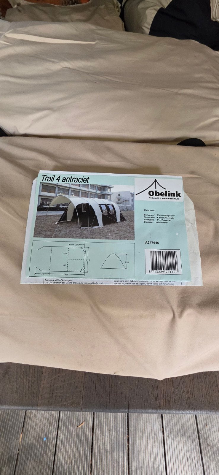Obelink Trail 4 Antraciet Tent - Zo goed als nieuw, Ophalen, Zo goed als nieuw