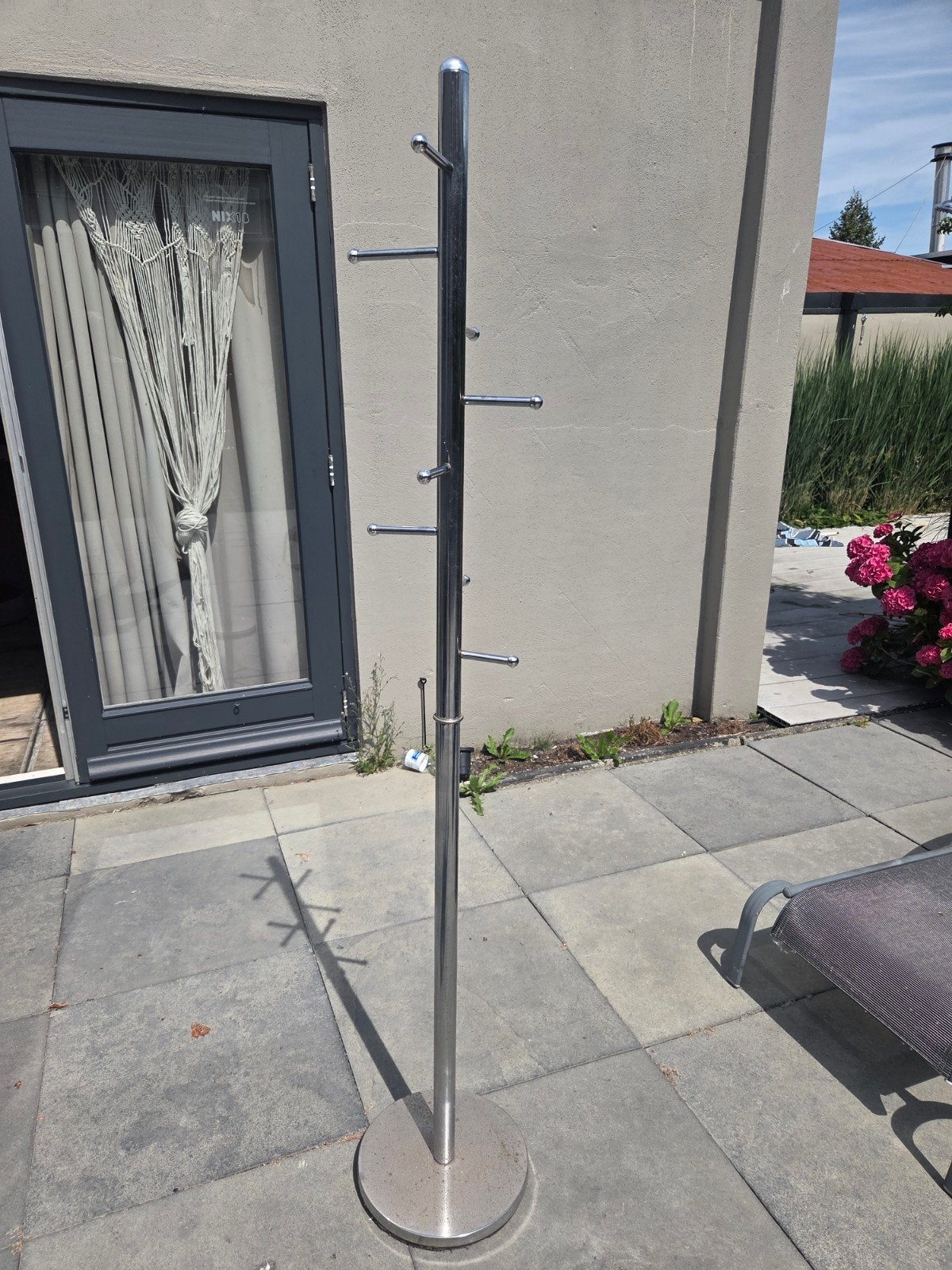 Metalen staande kapstok met ronde voet, Huis en Inrichting, Woonaccessoires | Kapstokken, Ophalen, Gebruikt, Metaal, Staande kapstok