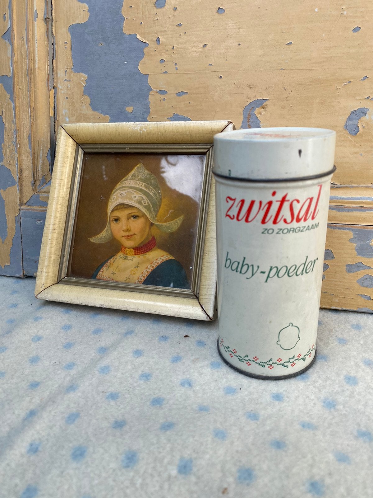 Vintage zwitsal blik babypoeder, Verzamelen, Ophalen of Verzenden, Gebruikt, Overige, Overige merken