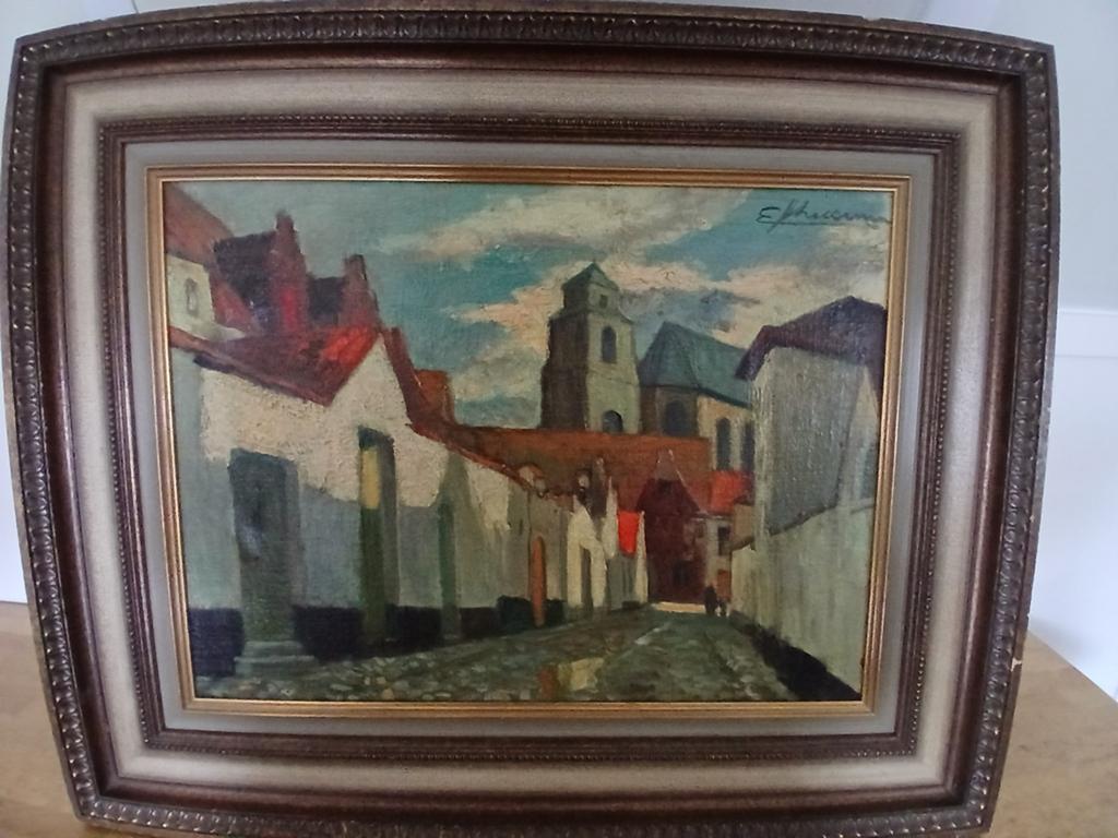 Schilderij straat met lijst, Ophalen