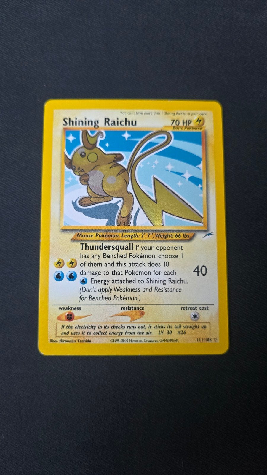 Oude Pokémon kaart Shining Raichu 111/105, Ophalen of Verzenden