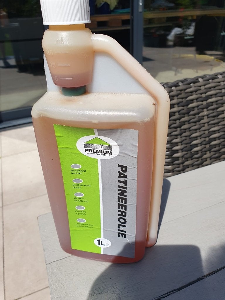 Patineerolie voor bladlood loodslappen Zink 1 LITER, Overige kleuren, Overige typen, Nieuw, Ophalen of Verzenden