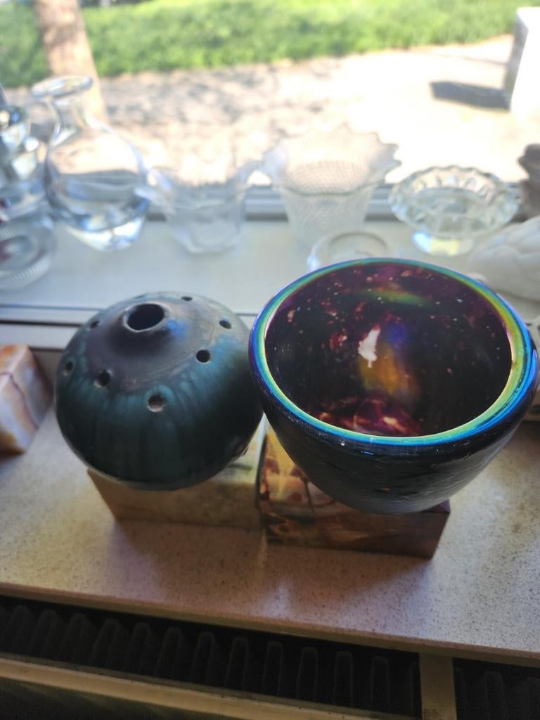 Prachtige Vintage Mdina Glass Vaas & Schaal - Handgeblazen M, Ophalen of Verzenden