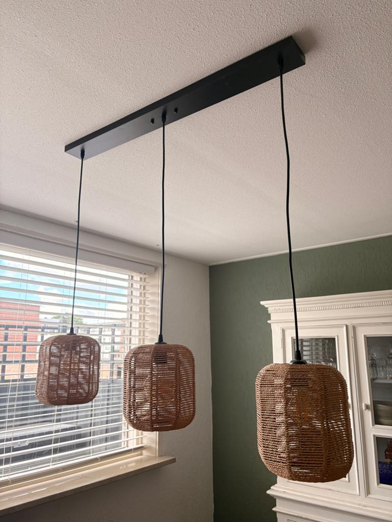 Bragi Naturel Rotan hanglamp woonkamer lamp eettafel, Ophalen, Zo goed als nieuw, 75 cm of meer, Overige materialen