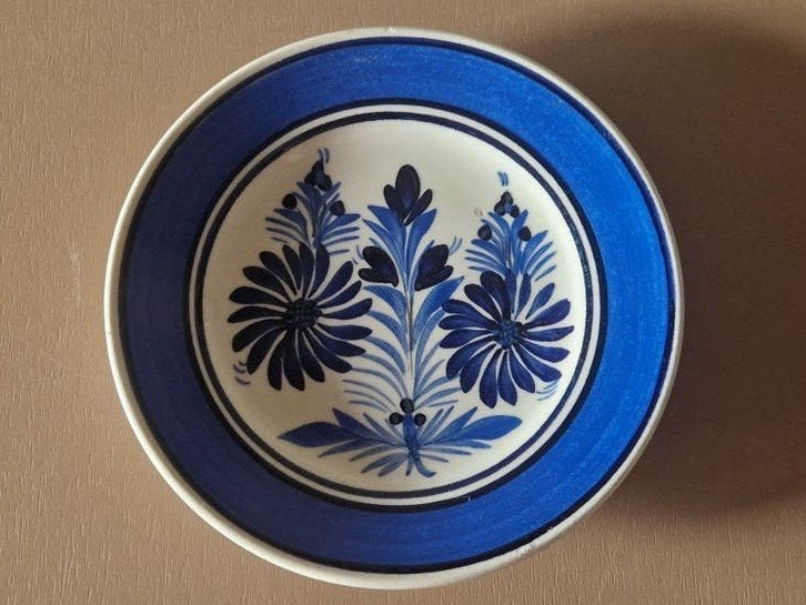 Vintage HB Quimper Frans Aardewerk Bord - Blauw Bloemmotief, Ophalen of Verzenden