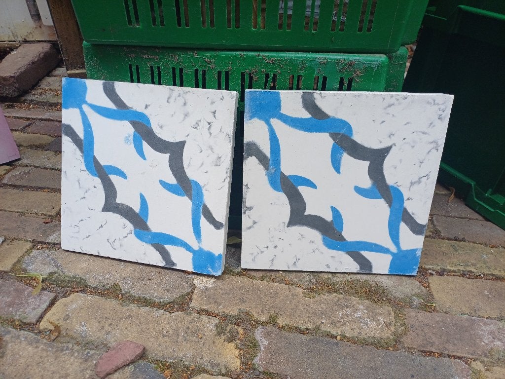 Speciale terras tegels blauw grijs, Tuin en Terras, Tegels en Klinkers, Ophalen, Nieuw, Minder dan 5 m², Beton