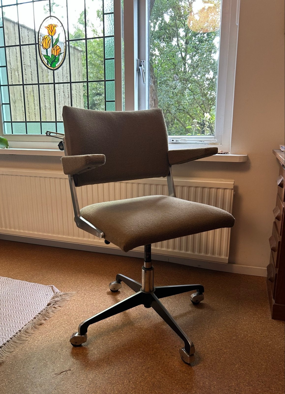Vintage Bureaustoel - Jaren '70 Design, Ophalen, Gebruikt, Bruin, Bureaustoel
