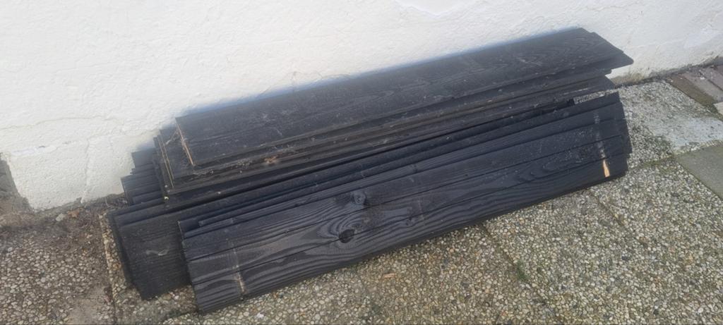 Zwarte Douglas rabat planken 1.35 m 19cm breed, Ophalen, Gebruikt, Minder dan 25 mm, Plank
