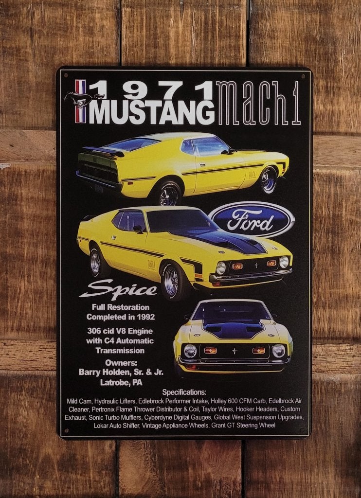 Ford Mustang Mach 1 reclamebord van metaal wandbord deco, Ophalen of Verzenden, Nieuw, Auto's