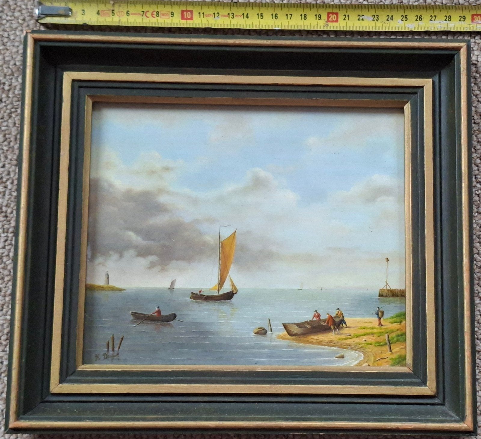 klein schilderij zeegezicht, Ophalen of Verzenden, Maritiem / water, Paneel