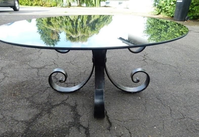 mid century Brutalisme salontafel smeedijzer, Ophalen, Brutalisme, 50 tot 100 cm, Rond