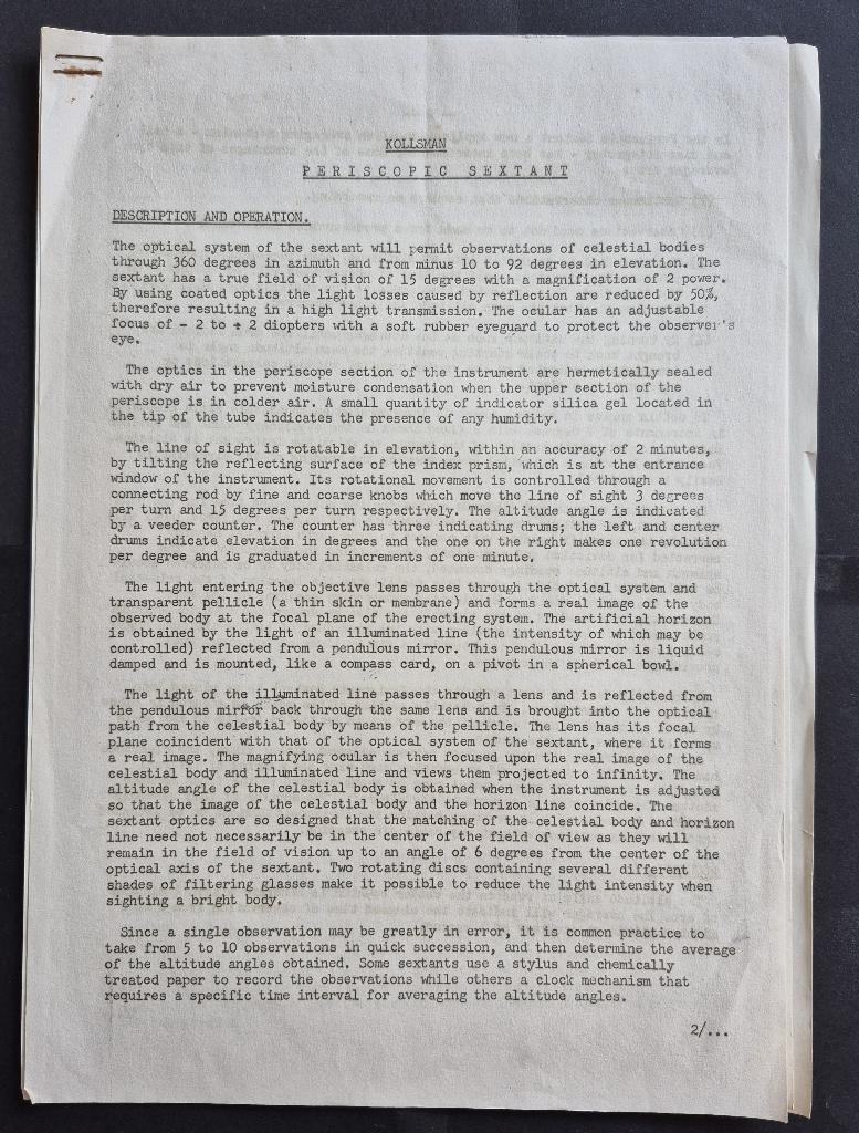 Gebruiksaanwijzing van een Kollsman Periscopic Sextant (N214, Ophalen of Verzenden, Gebruikt, Boek of Tijdschrift