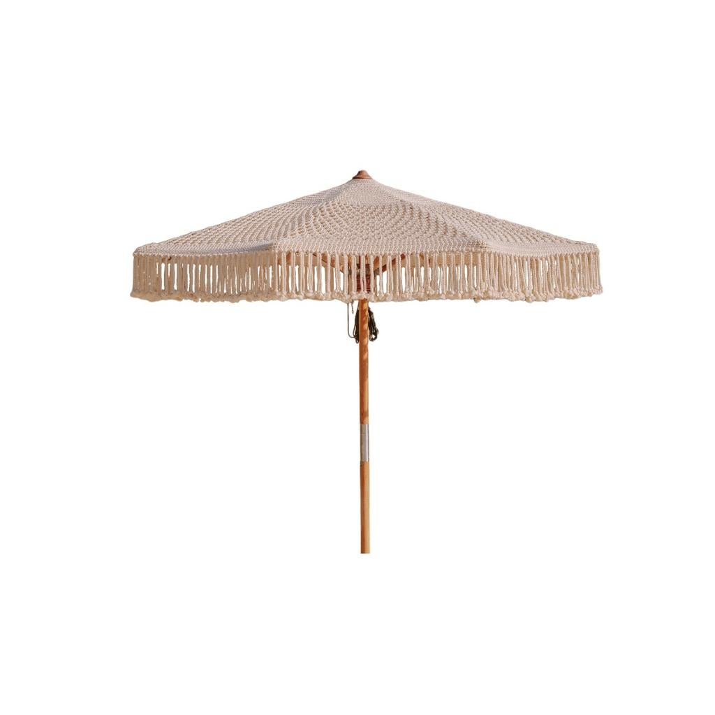 Handgeknoopte parasol creme 250cm, Ophalen of Verzenden