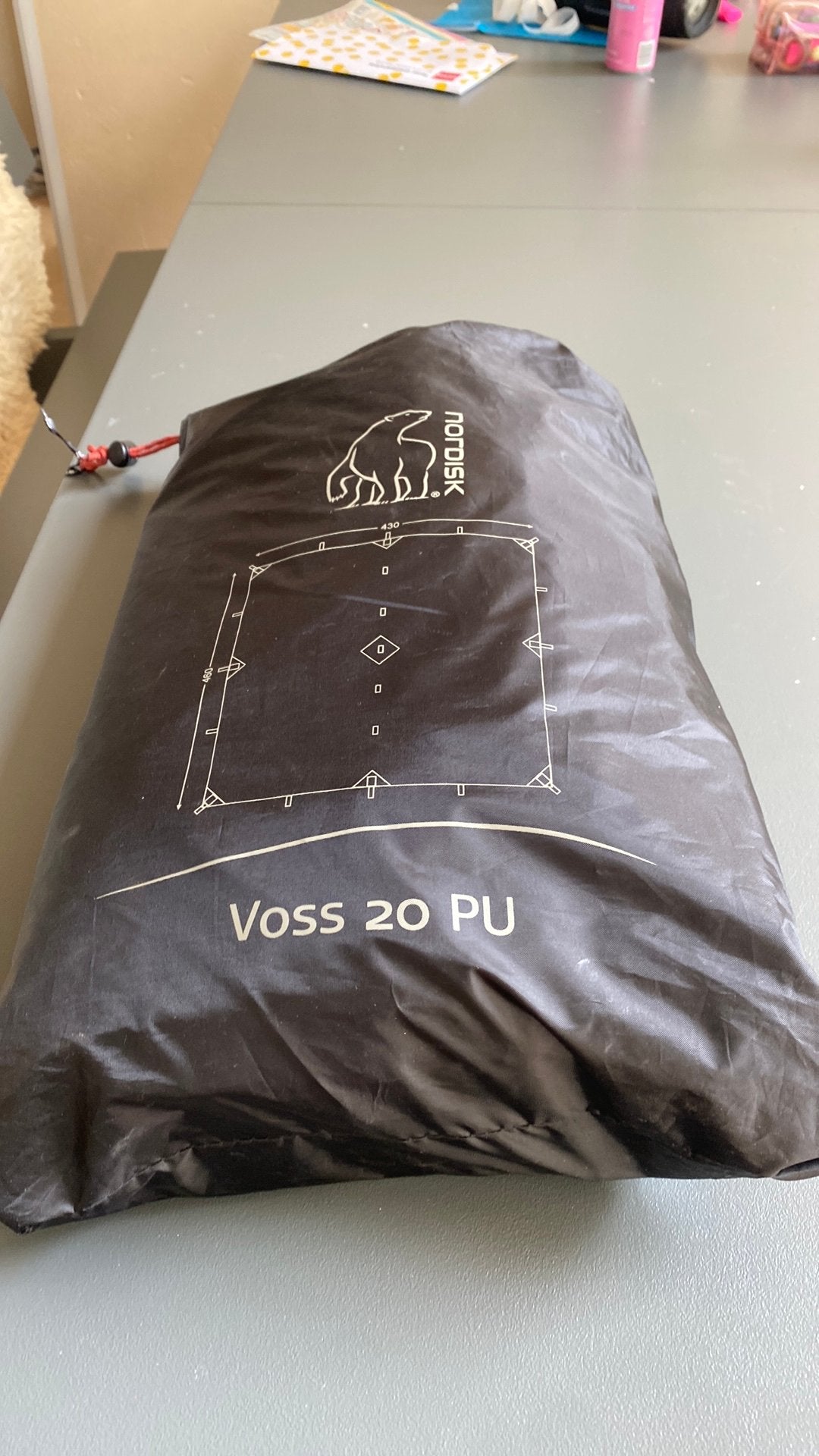 Voss PU Tarp (schaduwdoek) 20m2 (4.6x4.3m) donker olijf zgan, Ophalen of Verzenden, Zo goed als nieuw