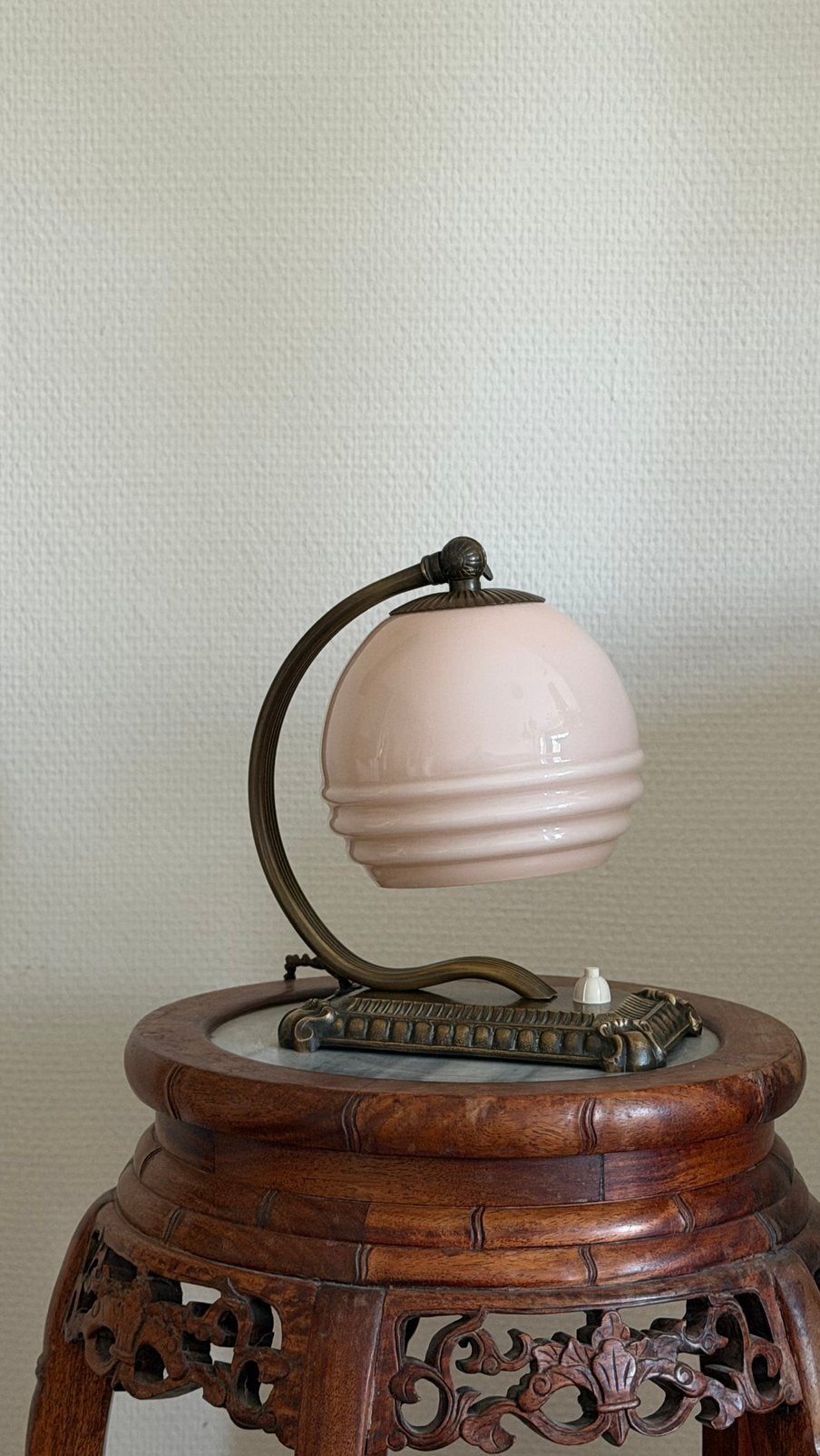 Vintage, antieke bureaulamp tafellamp bedlamp art deco ‘30, Huis en Inrichting, Lampen | Tafellampen, Gebruikt, Art deco, Glas