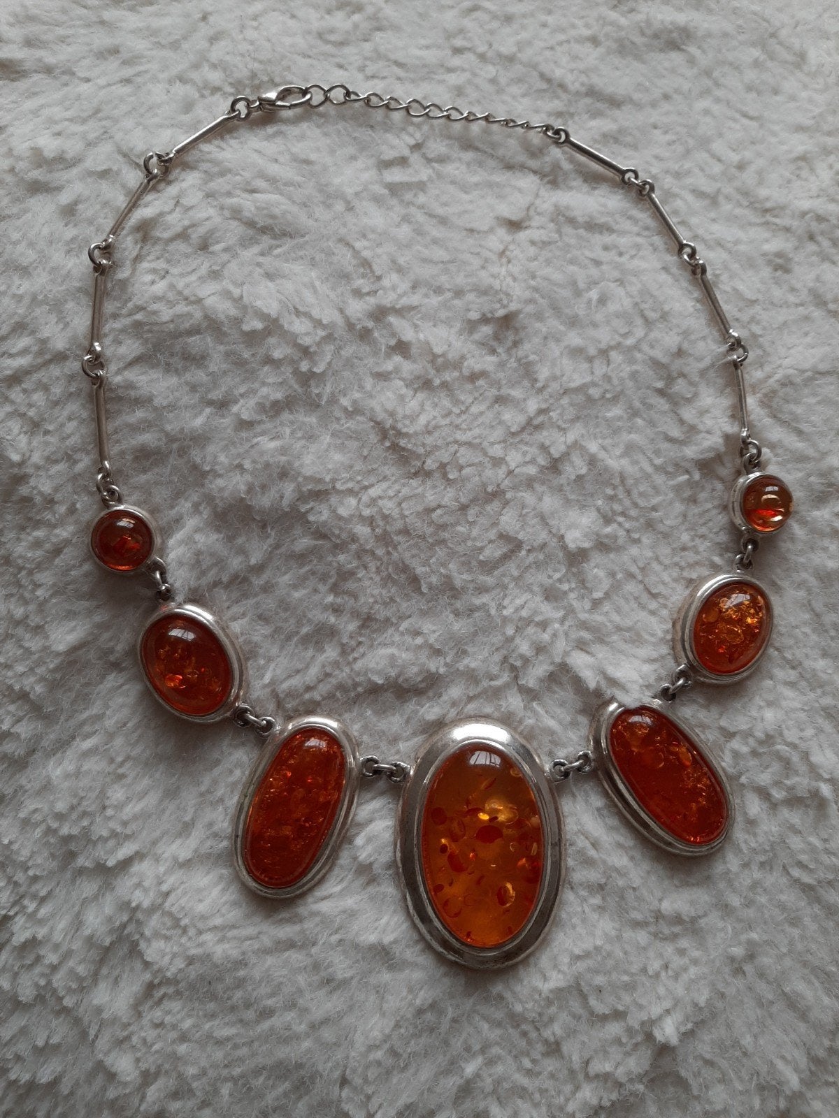 Vintage ketting met oranje barnsteen?, Overige materialen, Gebruikt, Oranje, Ophalen of Verzenden