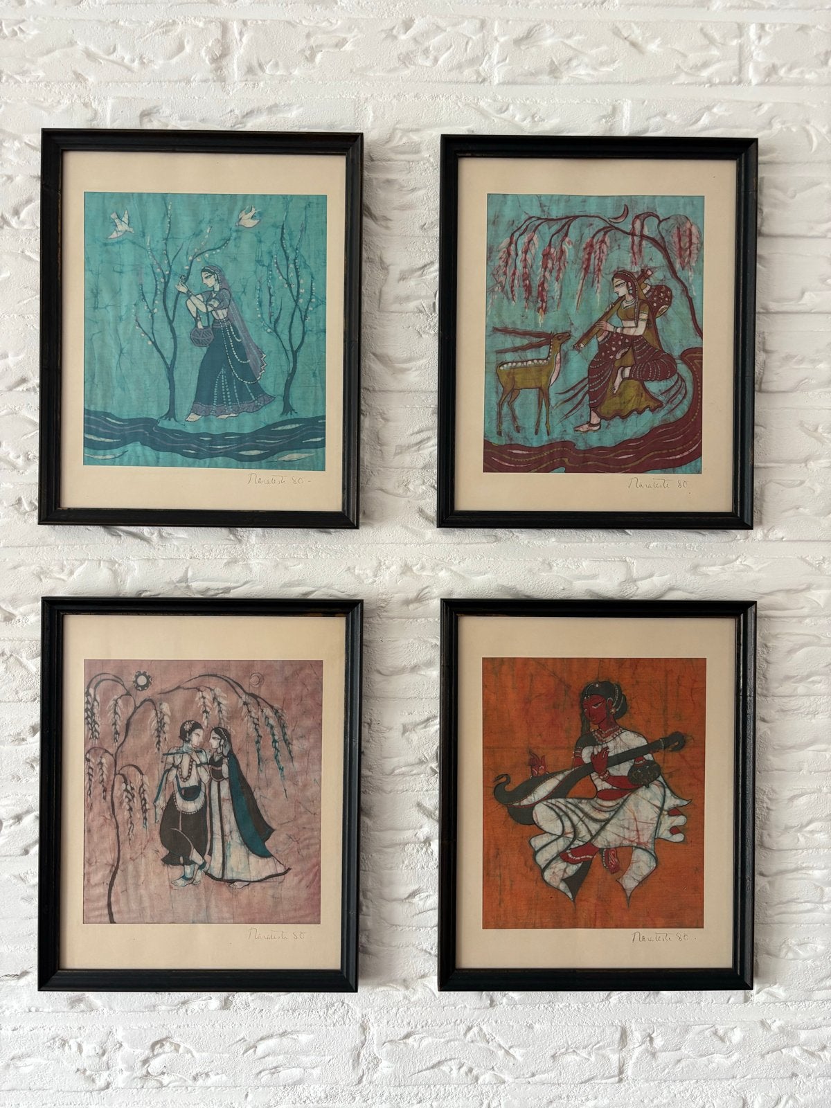 Set van 4 Schilderijen: De Vier Jaargetijden, Doek, Ophalen of Verzenden, Gesigneerd, Overige onderwerpen